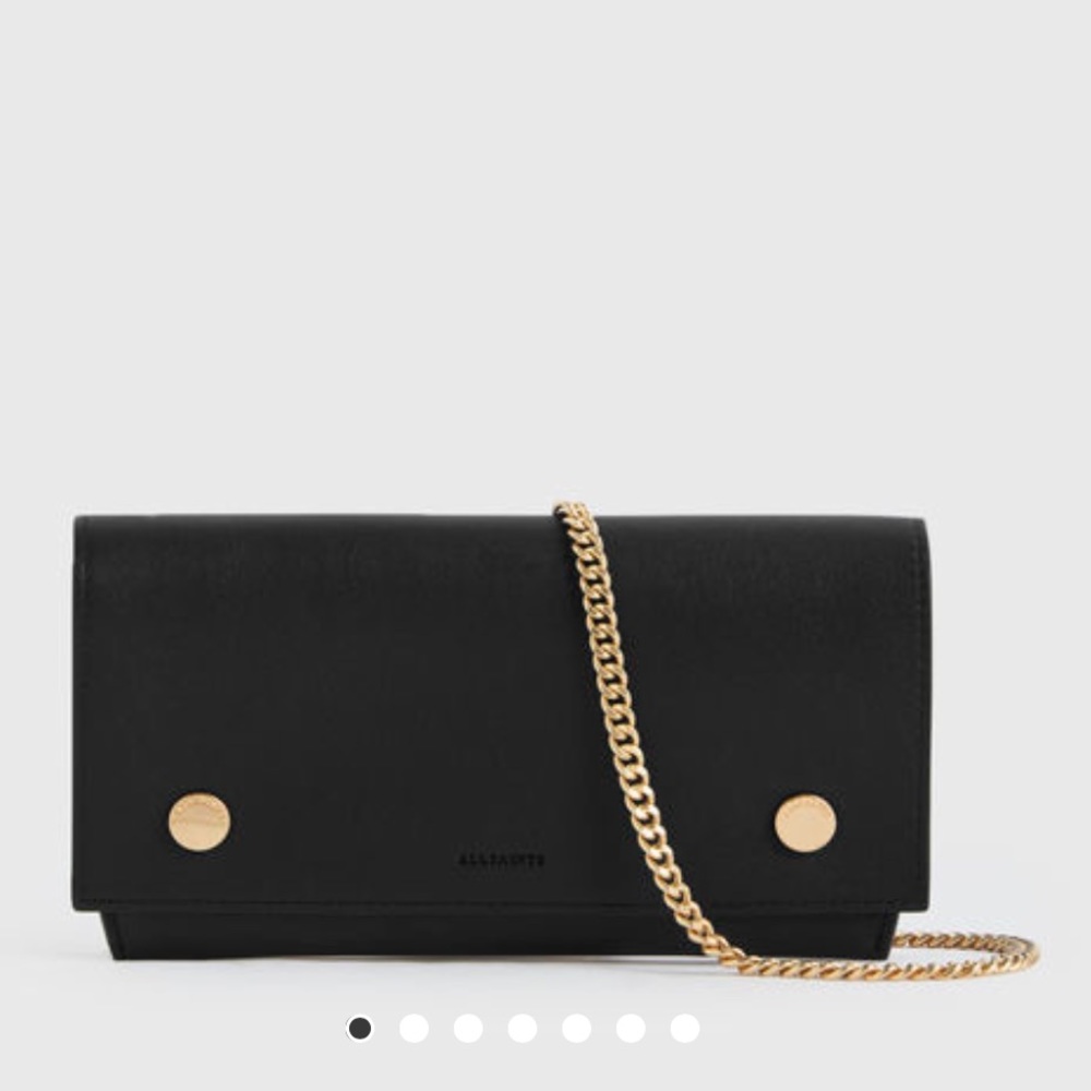 Black AllSaints purse with gold chain!